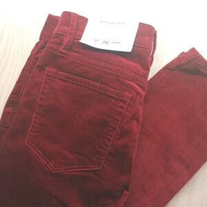 LOFT The Skinny Velvet Ankle High Rise Pants Size 2 Burgundy Red MSP $69 28x28.5